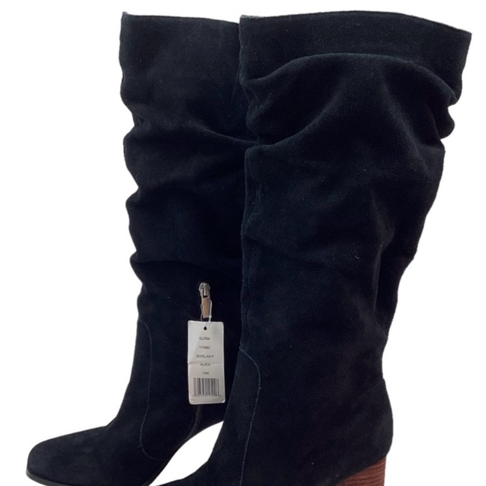 Splendid Black Heeled Boots with Suede Finish